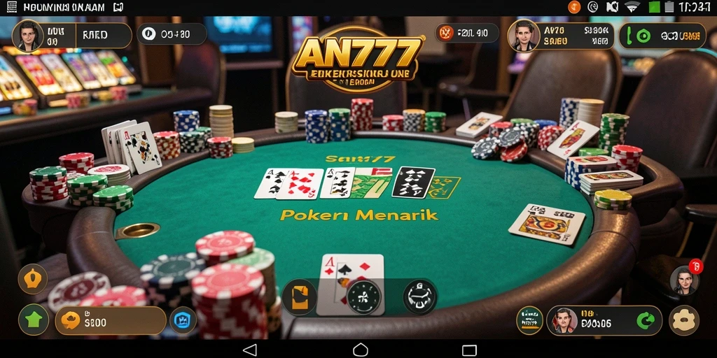Tampilan gameplay Poker yang seru dan mendebarkan di AN777.
