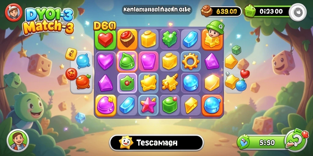 Gameplay seru DY01 dengan tantangan Match-3 yang mengasyikkan.