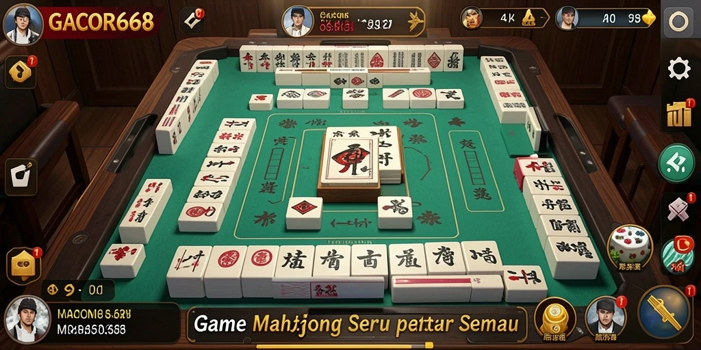 Tampilan gameplay yang mendebarkan di GACOR668 dengan mahjong tiles