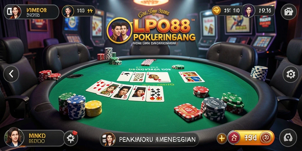 Screenshot gameplay LPO88 menunjukkan aksi poker yang mendebarkan.